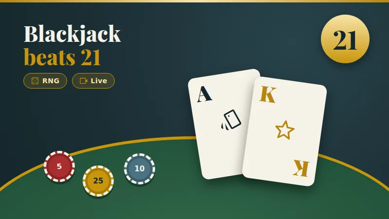 Blackjack table with cards and chips at Captain Cooks Casino